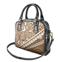 Beige Bula Fiji Shoulder Handbag Fijian Language Week Tapa Cloth - Pastel LT14 - Polynesian Pride