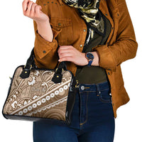Beige Bula Fiji Shoulder Handbag Fijian Language Week Tapa Cloth - Pastel LT14 - Polynesian Pride