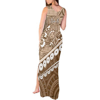 Beige Bula Fiji Tank Maxi Dress Fijian Language Week Tapa Cloth - Pastel LT14 - Polynesian Pride