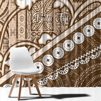 Beige Bula Fiji Window Curtain Fijian Language Week Tapa Cloth - Pastel LT14 - Polynesian Pride