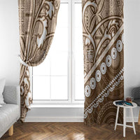 Beige Bula Fiji Window Curtain Fijian Language Week Tapa Cloth - Pastel LT14 - Polynesian Pride