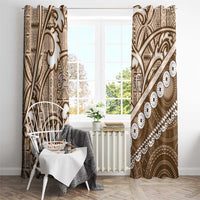 Beige Bula Fiji Window Curtain Fijian Language Week Tapa Cloth - Pastel LT14 - Polynesian Pride