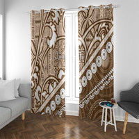 Beige Bula Fiji Window Curtain Fijian Language Week Tapa Cloth - Pastel LT14 With Grommets Beige - Polynesian Pride