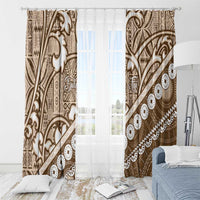 Beige Bula Fiji Window Curtain Fijian Language Week Tapa Cloth - Pastel LT14 - Polynesian Pride