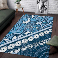 Blue Bula Fiji Area Rug Fijian Language Week Tapa Cloth - Pastel LT14 Blue - Polynesian Pride