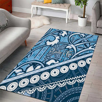 Blue Bula Fiji Area Rug Fijian Language Week Tapa Cloth - Pastel LT14 - Polynesian Pride