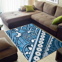 Blue Bula Fiji Area Rug Fijian Language Week Tapa Cloth - Pastel LT14 - Polynesian Pride
