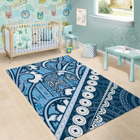 Blue Bula Fiji Area Rug Fijian Language Week Tapa Cloth - Pastel LT14 - Polynesian Pride