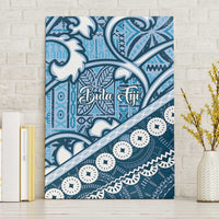 Blue Bula Fiji Canvas Wall Art Fijian Language Week Tapa Cloth - Pastel LT14 Without Frame Blue - Polynesian Pride