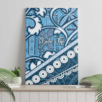 Blue Bula Fiji Canvas Wall Art Fijian Language Week Tapa Cloth - Pastel LT14 - Polynesian Pride
