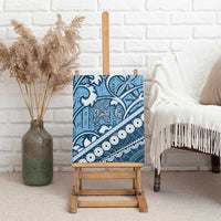Blue Bula Fiji Canvas Wall Art Fijian Language Week Tapa Cloth - Pastel LT14 - Polynesian Pride