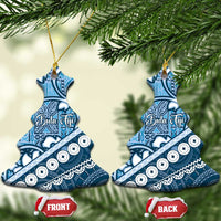 Blue Bula Fiji Ceramic Ornament Fijian Language Week Tapa Cloth - Pastel LT14 Christmas Tree Blue - Polynesian Pride