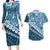 Blue Bula Fiji Couples Matching Long Sleeve Bodycon Dress and Hawaiian Shirt Fijian Language Week Tapa Cloth - Pastel