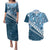 Blue Bula Fiji Couples Matching Puletasi and Hawaiian Shirt Fijian Language Week Tapa Cloth - Pastel