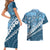 Blue Bula Fiji Couples Matching Short Sleeve Bodycon Dress and Hawaiian Shirt Fijian Language Week Tapa Cloth - Pastel