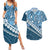 Blue Bula Fiji Couples Matching Summer Maxi Dress and Hawaiian Shirt Fijian Language Week Tapa Cloth - Pastel