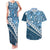 Blue Bula Fiji Couples Matching Tank Maxi Dress and Hawaiian Shirt Fijian Language Week Tapa Cloth - Pastel