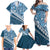 Blue Bula Fiji Family Matching Off Shoulder Maxi Dress and Hawaiian Shirt Fijian Language Week Tapa Cloth - Pastel