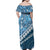 Blue Bula Fiji Family Matching Off Shoulder Maxi Dress and Hawaiian Shirt Fijian Language Week Tapa Cloth - Pastel