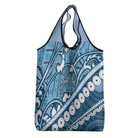 Blue Bula Fiji Grocery Bag Fijian Language Week Tapa Cloth - Pastel LT14 - Polynesian Pride