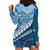 Blue Bula Fiji Hoodie Dress Fijian Language Week Tapa Cloth - Pastel