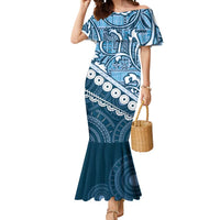 Blue Bula Fiji Mermaid Dress Fijian Language Week Tapa Cloth - Pastel LT14 Women Blue - Polynesian Pride