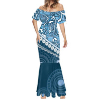 Blue Bula Fiji Mermaid Dress Fijian Language Week Tapa Cloth - Pastel LT14 - Polynesian Pride