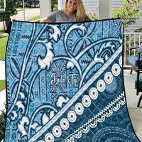Blue Bula Fiji Quilt Fijian Language Week Tapa Cloth - Pastel LT14 Blue - Polynesian Pride
