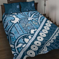 Blue Bula Fiji Quilt Bed Set Fijian Language Week Tapa Cloth - Pastel LT14 Blue - Polynesian Pride