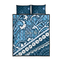 Blue Bula Fiji Quilt Bed Set Fijian Language Week Tapa Cloth - Pastel LT14 - Polynesian Pride