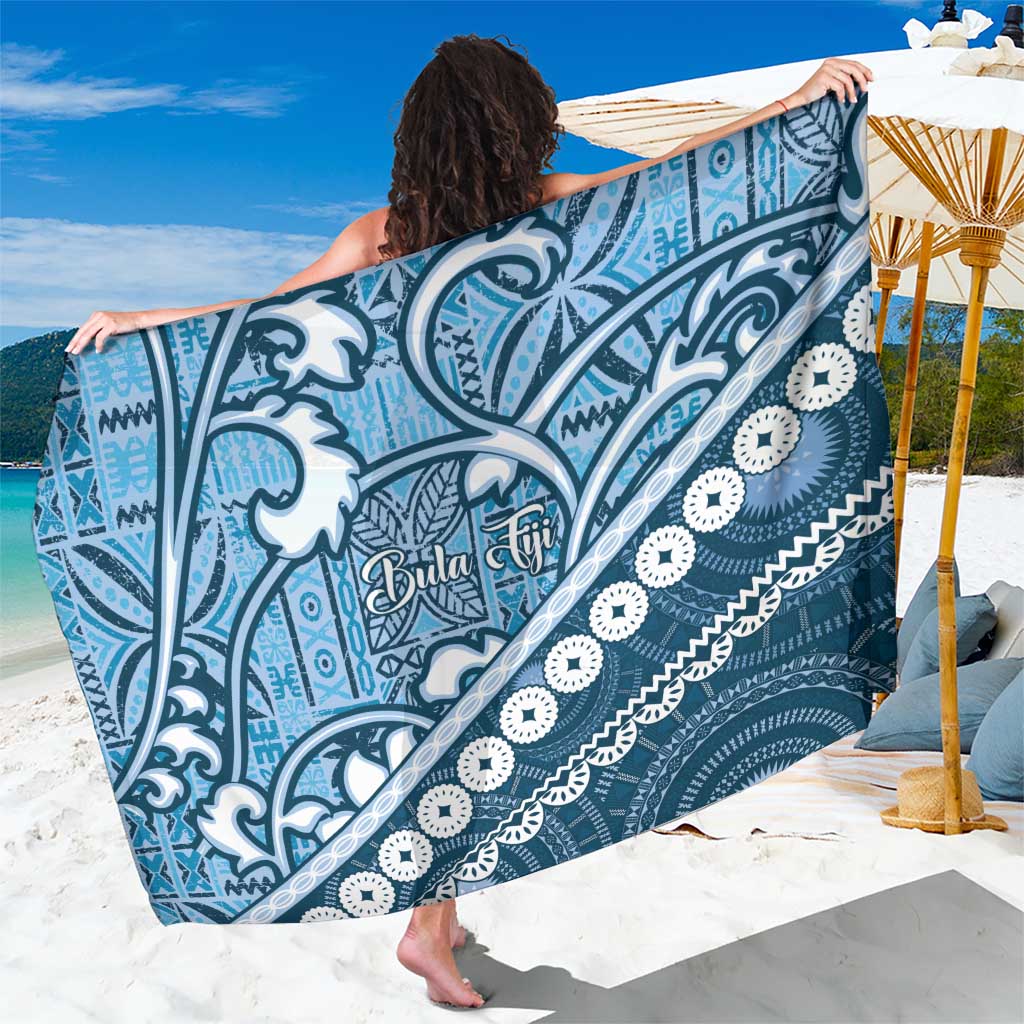 Blue Bula Fiji Sarong Fijian Language Week Tapa Cloth - Pastel