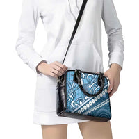 Blue Bula Fiji Shoulder Handbag Fijian Language Week Tapa Cloth - Pastel LT14 - Polynesian Pride