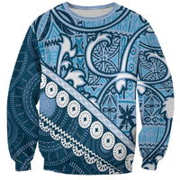 Blue Bula Fiji Sweatshirt Fijian Language Week Tapa Cloth - Pastel LT14 Unisex Blue - Polynesian Pride