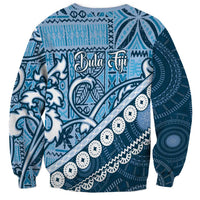 Blue Bula Fiji Sweatshirt Fijian Language Week Tapa Cloth - Pastel LT14 - Polynesian Pride