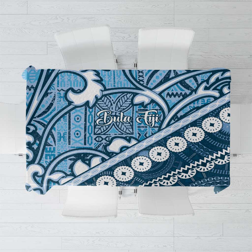 Blue Bula Fiji Tablecloth Fijian Language Week Tapa Cloth - Pastel LT14 Blue - Polynesian Pride