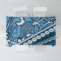 Blue Bula Fiji Tablecloth Fijian Language Week Tapa Cloth - Pastel LT14 Blue - Polynesian Pride