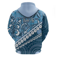 Blue Bula Fiji Zip Hoodie Fijian Language Week Tapa Cloth - Pastel LT14 - Polynesian Pride