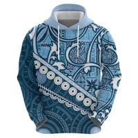 Blue Bula Fiji Zip Hoodie Fijian Language Week Tapa Cloth - Pastel LT14 - Polynesian Pride