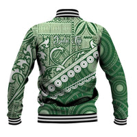 Green Bula Fiji Baseball Jacket Fijian Language Week Tapa Cloth - Pastel LT14 - Polynesian Pride