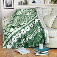 Green Bula Fiji Blanket Fijian Language Week Tapa Cloth - Pastel LT14 Green - Polynesian Pride