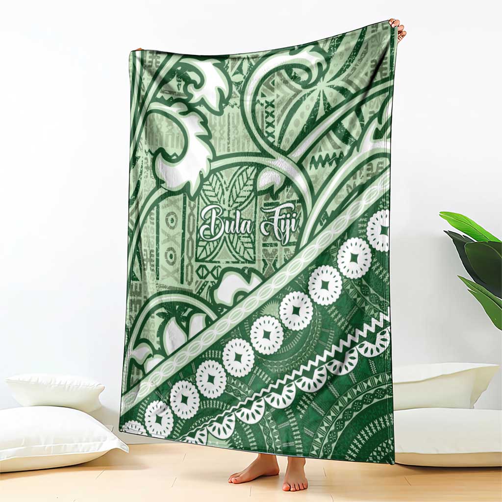 Green Bula Fiji Blanket Fijian Language Week Tapa Cloth - Pastel LT14 - Polynesian Pride