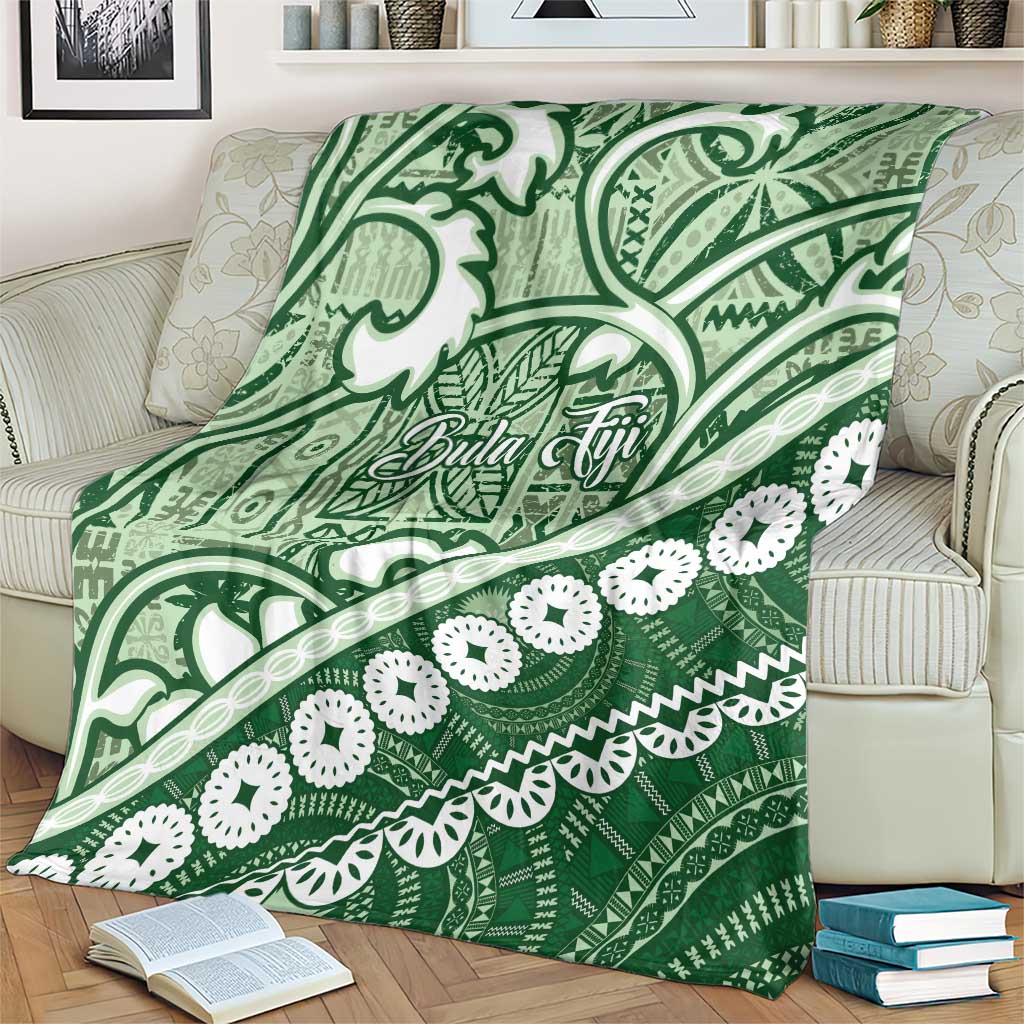 Green Bula Fiji Blanket Fijian Language Week Tapa Cloth - Pastel LT14 - Polynesian Pride