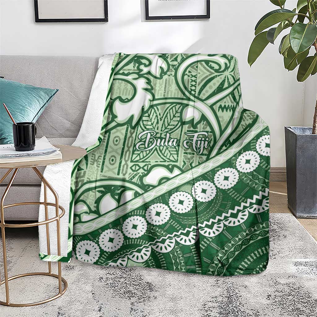 Green Bula Fiji Blanket Fijian Language Week Tapa Cloth - Pastel LT14 - Polynesian Pride