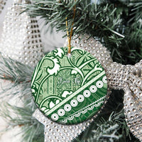 Green Bula Fiji Ceramic Ornament Fijian Language Week Tapa Cloth - Pastel LT14 - Polynesian Pride