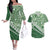 Green Bula Fiji Couples Matching Off The Shoulder Long Sleeve Dress and Hawaiian Shirt Fijian Language Week Tapa Cloth - Pastel