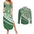 Green Bula Fiji Couples Matching Summer Maxi Dress and Long Sleeve Button Shirt Fijian Language Week Tapa Cloth - Pastel