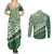 Green Bula Fiji Couples Matching Summer Maxi Dress and Long Sleeve Button Shirt Fijian Language Week Tapa Cloth - Pastel