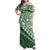 Green Bula Fiji Family Matching Off Shoulder Maxi Dress and Hawaiian Shirt Fijian Language Week Tapa Cloth - Pastel