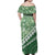 Green Bula Fiji Family Matching Off Shoulder Maxi Dress and Hawaiian Shirt Fijian Language Week Tapa Cloth - Pastel