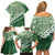 Green Bula Fiji Family Matching Off Shoulder Short Dress and Hawaiian Shirt Fijian Language Week Tapa Cloth - Pastel